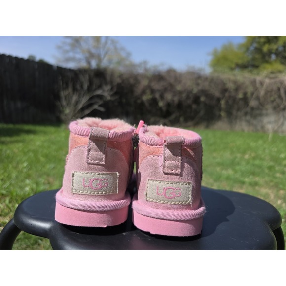 Ugg Kids Ultra Mini Sheepskin Boots Pink Sz 11 - Picture 7 of 9